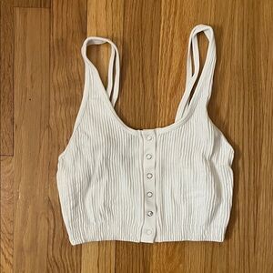 Aerie Cream Ribbed Button-Down Tank Top